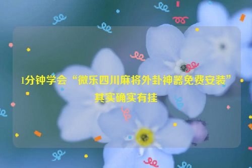 1分钟学会“微乐四川麻将外卦神器免费安装”其实确实有挂
