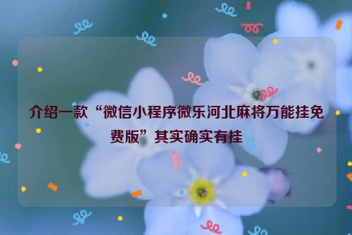 介绍一款“微信小程序微乐河北麻将万能挂免费版”其实确实有挂