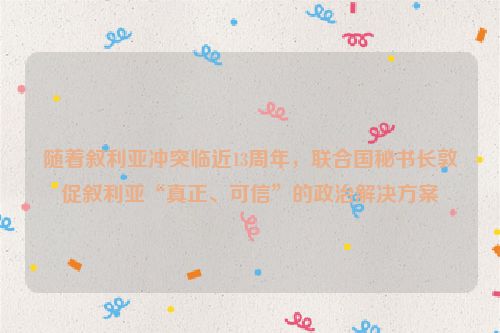 随着叙利亚冲突临近13周年，联合国秘书长敦促叙利亚“真正、可信”的政治解决方案