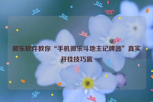 微乐软件教你“手机微乐斗地主记牌器”真实开挂技巧赢