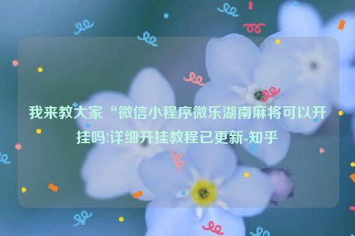 我来教大家“微信小程序微乐湖南麻将可以开挂吗!详细开挂教程已更新-知乎