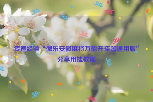 传递经验“微乐安徽麻将万能开挂器通用版”分享用挂教程