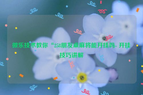 微乐技术教你“258朋友桌麻将能开挂吗- 开挂技巧讲解