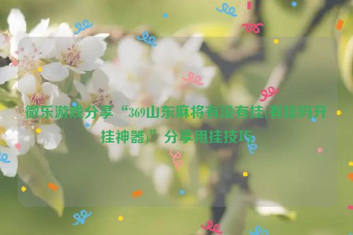 微乐游戏分享“369山东麻将有没有挂(有挂吗开挂神器)”分享用挂技巧