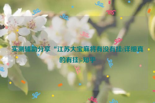 实测辅助分享“江苏大宝麻将有没有挂(详细真的有挂)-知乎