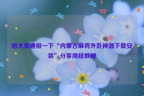 给大家通报一下“内蒙古麻将外卦神器下载安装”分享用挂教程