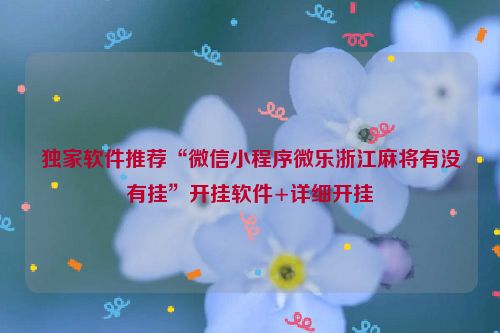 独家软件推荐“微信小程序微乐浙江麻将有没有挂”开挂软件+详细开挂