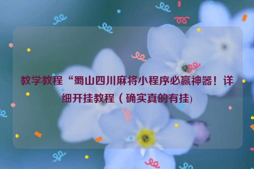 教学教程“蜀山四川麻将小程序必赢神器！详细开挂教程（确实真的有挂)