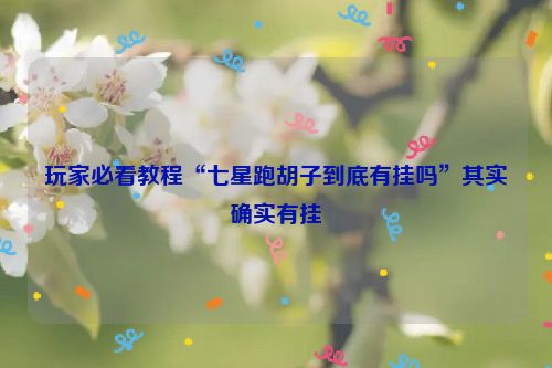 玩家必看教程“七星跑胡子到底有挂吗”其实确实有挂