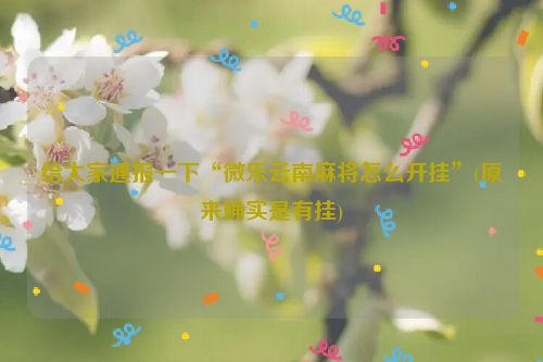 给大家通报一下“微乐云南麻将怎么开挂”(原来确实是有挂)