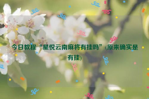 今日教程“星悦云南麻将有挂吗”(原来确实是有挂)