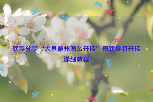 软件分享“大鱼德州怎么开挂”最新麻将开挂详细教程