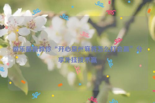 微乐最新教你“开心泉州麻将怎么打会赢”分享外挂技术赢