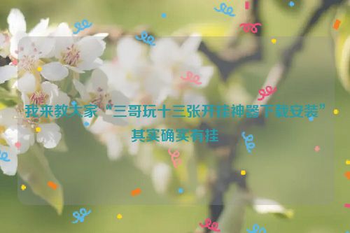 我来教大家“三哥玩十三张开挂神器下载安装”其实确实有挂