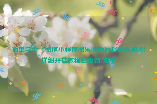 简单学会“微信小程序微乐陕西麻将必赢神器!详细开挂教程已更新-知乎