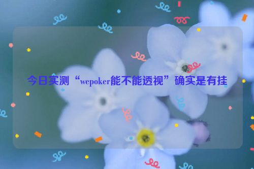 今日实测“wepoker能不能透视”确实是有挂