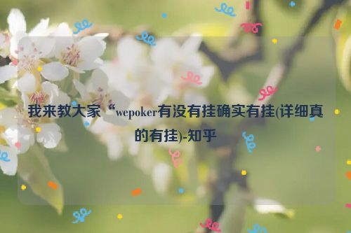 我来教大家“wepoker有没有挂确实有挂(详细真的有挂)-知乎