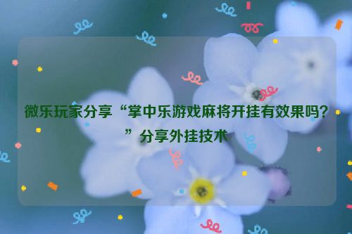 微乐玩家分享“掌中乐游戏麻将开挂有效果吗?”分享外挂技术