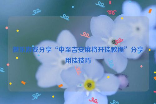 微乐游戏分享“中至吉安麻将开挂教程”分享用挂技巧