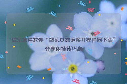 微乐软件教你“微乐安徽麻将开挂神器下载”分享用挂技巧赢